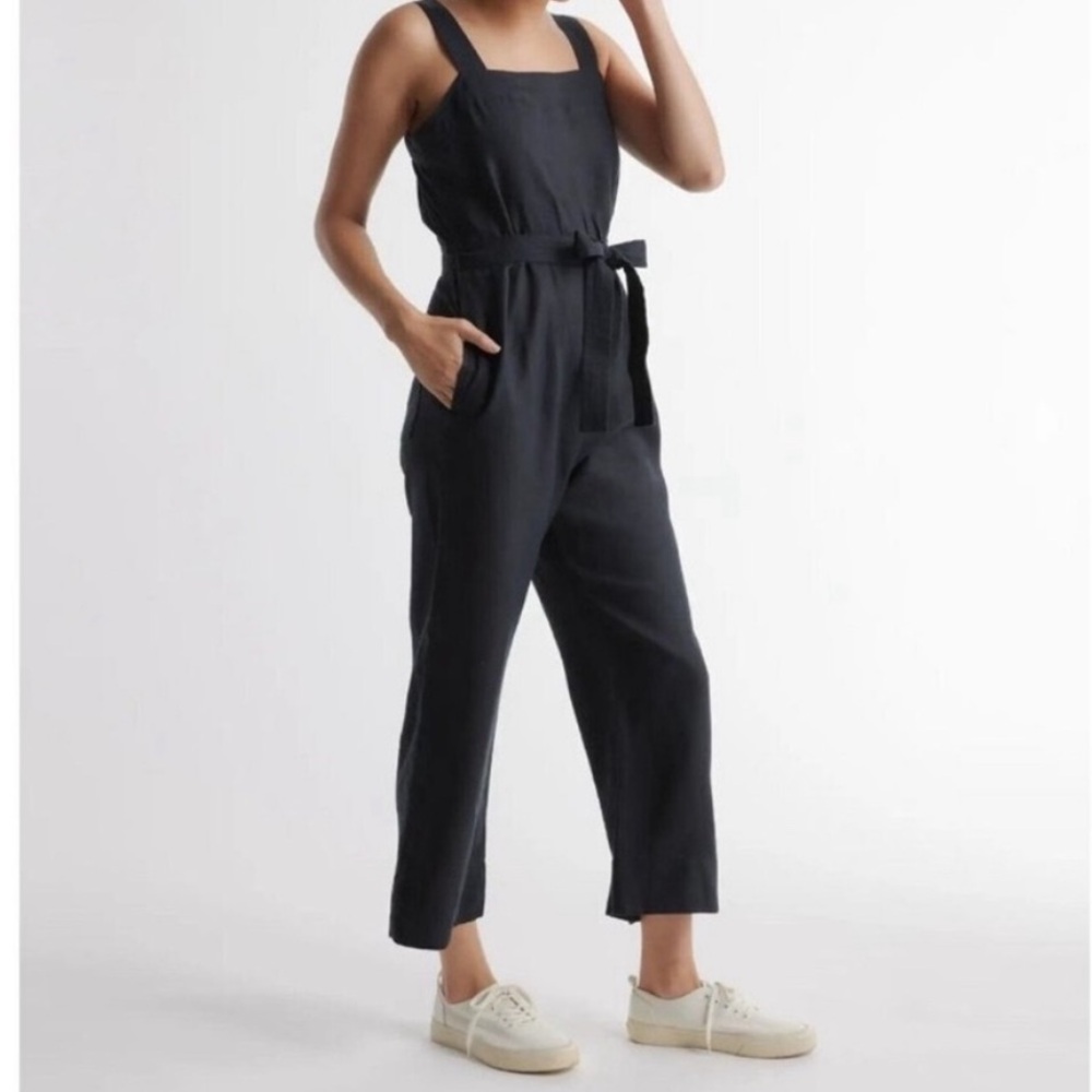 Quince Black Linen Jumpsuit NWOT Sleeveless Square Neck